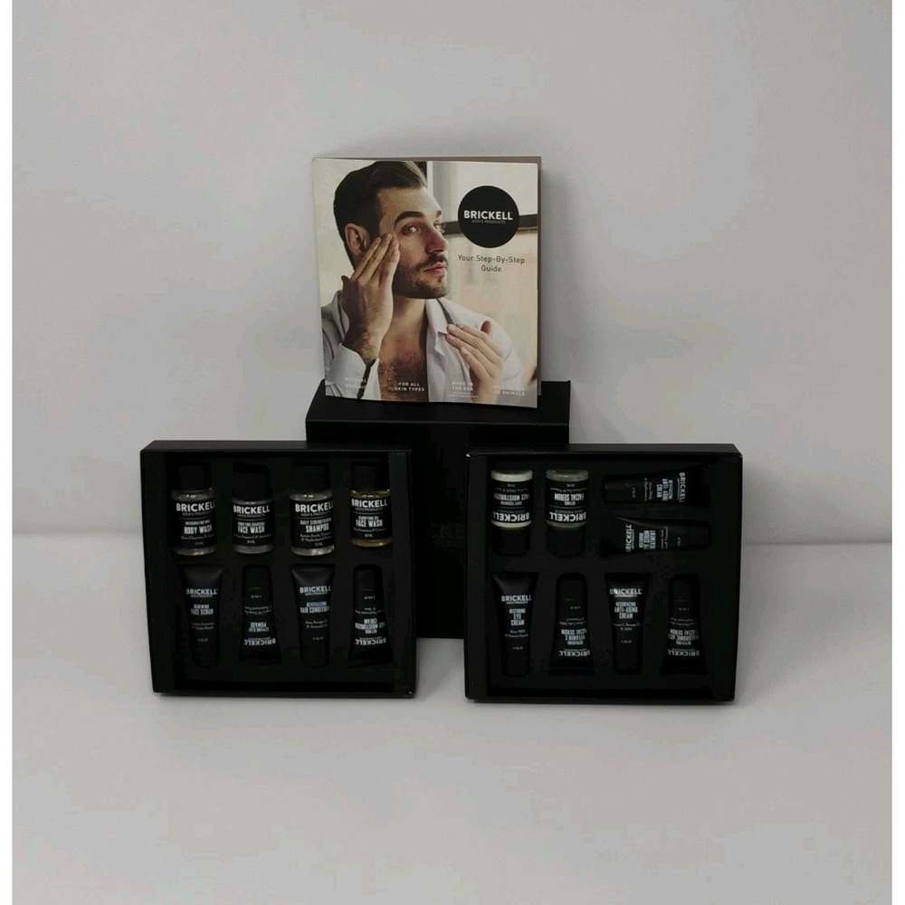 Brickell 16-Pc Sample Kit Men Travel Size Hair Skincare Anti-Aging SEALED Items